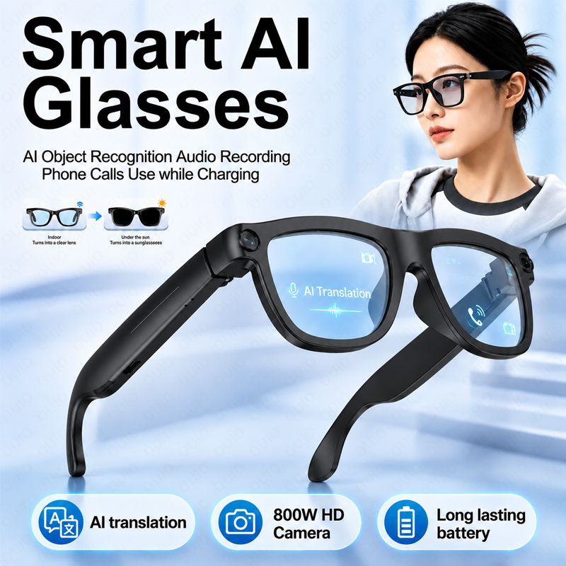 Audio Music Recognition - Lunettes intelligentes avec caméra HD 800W,