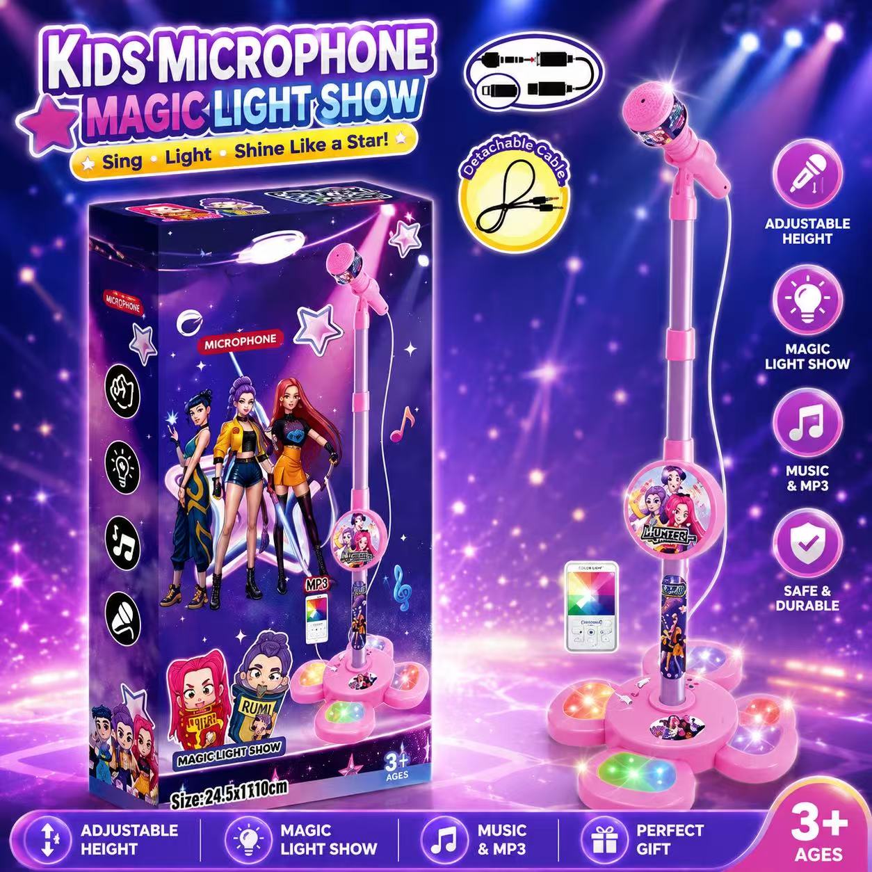 Audio Music Editing - Microphone de karaoké avec support, machine