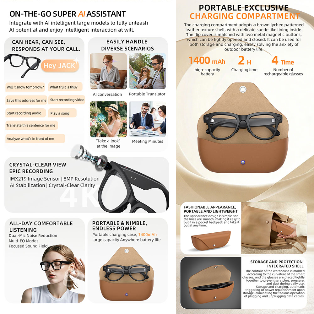 Lunettes Intelligentes IA 2026 - Audio Music Recognition avis et prix