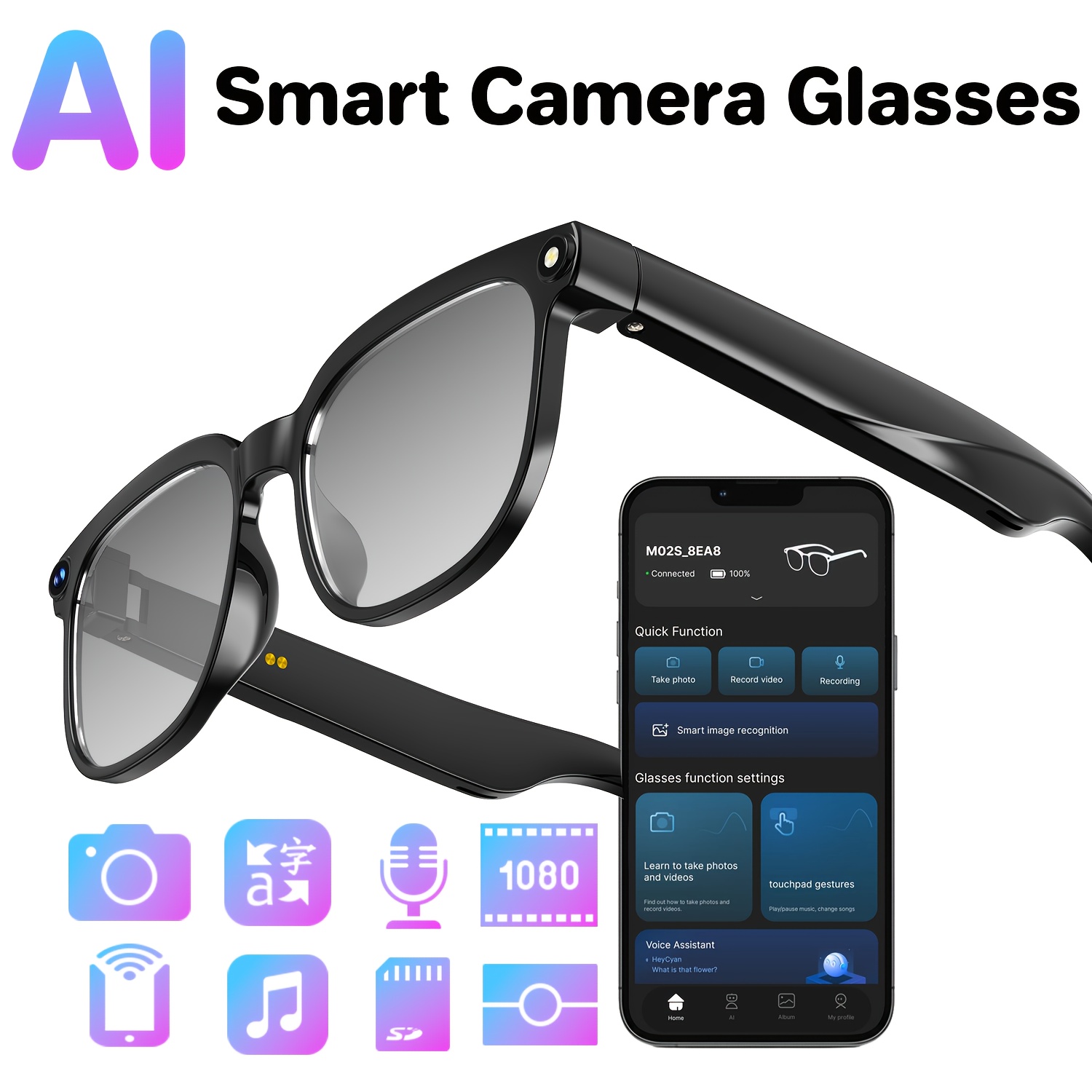 Lunettes caméra intelligentes, - Audio Music Recognition avis et prix