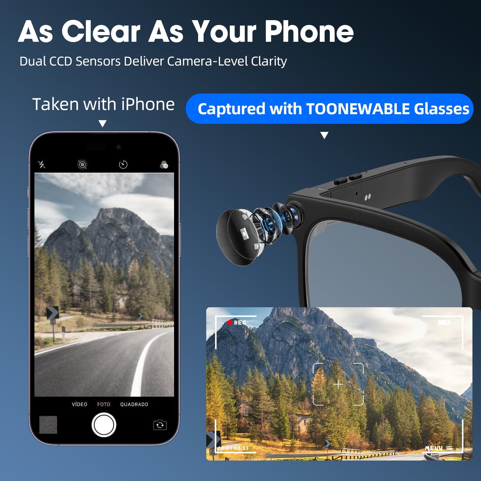 Lunettes caméra intelligentes, - Audio Music Recognition avis et prix